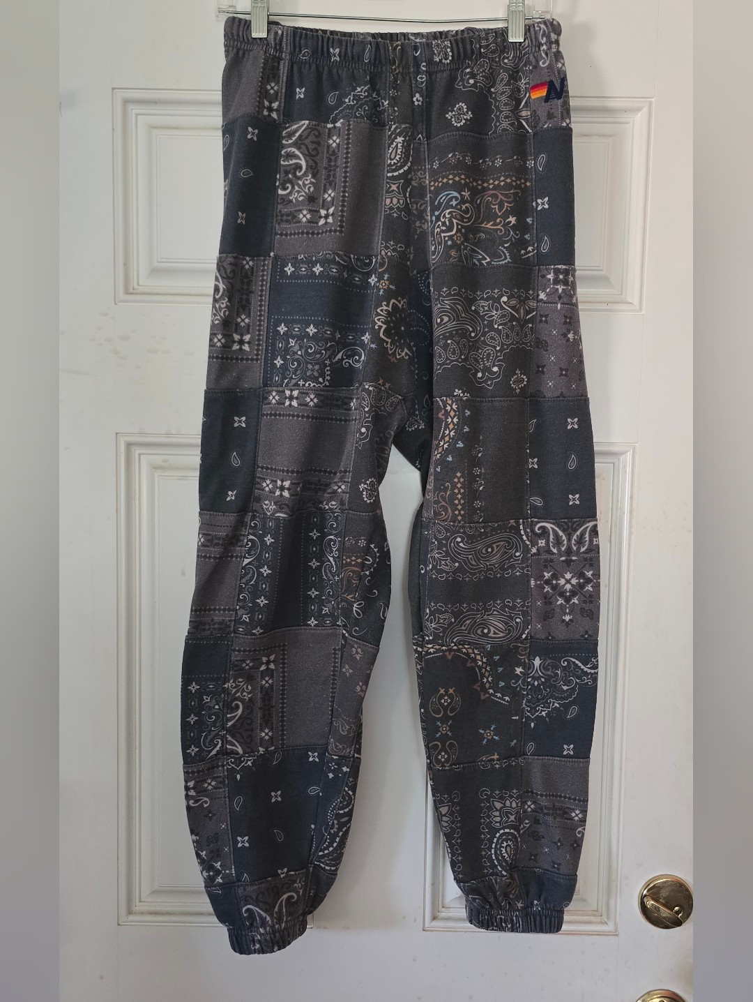 Aviator Nation Bandana Quilted Charcoal Sweatpants M